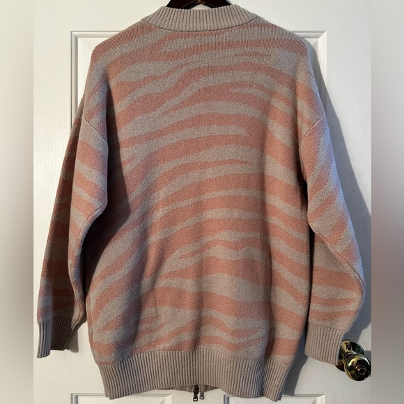 Varley ANTHROPOLOGIE XS MERINO WOOL Mayberry Full Zip Blush Tunic Animal Print - Picture 11 of 16